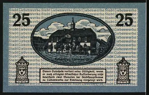 Notgeld Liebenwerda, 25 Pfennig, Stadtwappen