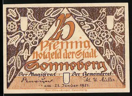 Notgeld Sonneberg 1921, 25 Pfennig, Harlekin mit zwei Frauen