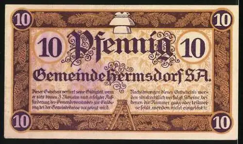 Notgeld Hermsdorf /S.-A. 1919, 10 Pfennig, Schloss