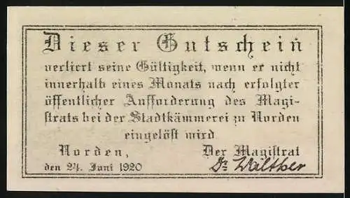 Notgeld Norden 1920, 50 Pfennig, Kirche