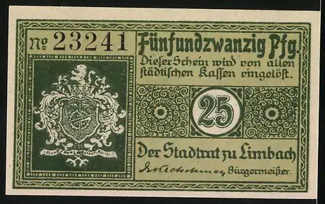 Notgeld Limbach /Sa. 1919, 25 Pfennig, Menschen danken dem Soldaten