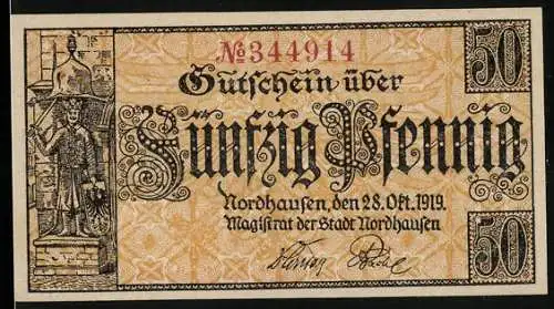 Notgeld Nordhausen 1919, 50 Pfennig, Der Roland