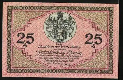 Notgeld Ohrdruf 1921, 25 Pfennig, Kirche St. Michael