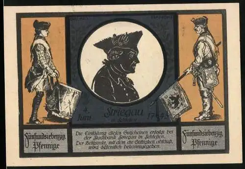 Notgeld Striegau in Schlesien 1921, 75 Pfennig, Friedrich der Grosse