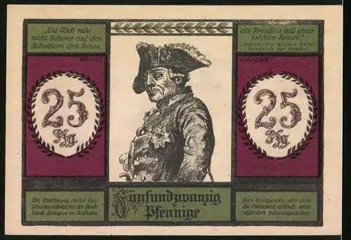 Notgeld Striegau in Schlesien 1921, 25 Pfennig, General von Gessler Oberst Otto Martin von Schwerin