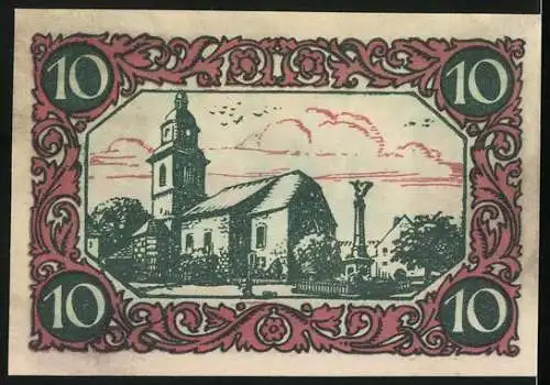 Notgeld Kindelbrück 1920, 10 Pfennig, Kinder auf Brücke, Wappen