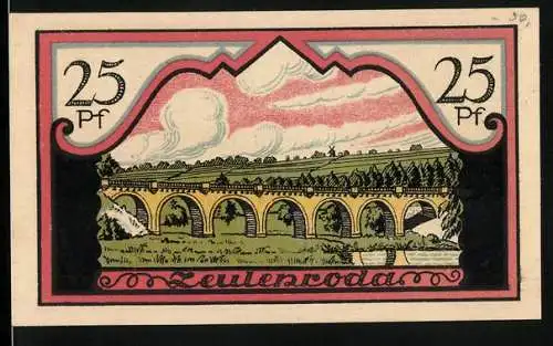 Notgeld Zeulenroda 1921, 25 Pfennig, Viadukt in der Landschaft