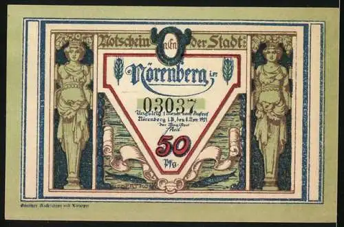 Notgeld Nörenberg 1921, 50 Pfennig, Hummerfänger und Koch