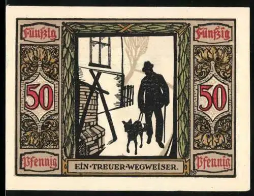 Notgeld Oldenburg 1921, 50 Pfennig, Blindenhund, Treuer Wegweiser