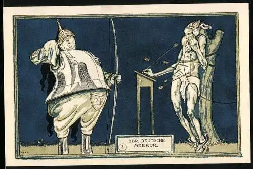 Notgeld Kahla 1921, 75 Pfennig, Deutscher Merkur mit Bogen