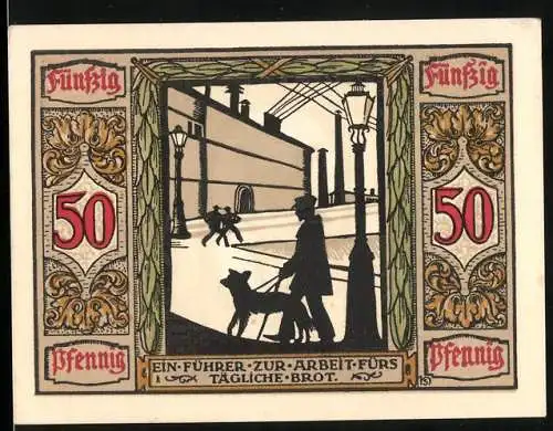 Notgeld Oldenburg 1921, 50 Pfennig, Deutscher Blindenhund