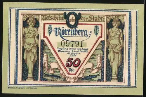Notgeld Nörenberg 1921, 50 Pfennig, Hummer in Ketten
