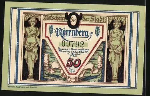 Notgeld Nörenberg 1921, 50 Pfennig, Mann hebt seinen Hut