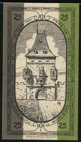 Notgeld Soest 1919, 25 Pfennig, Blick auf ein Stadttor