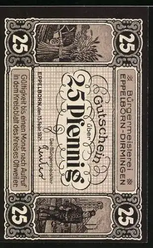 Notgeld Eppelborn-Dirmingen 1921, 25 Pfennig, Die Kaisereiche zu Eppelborn