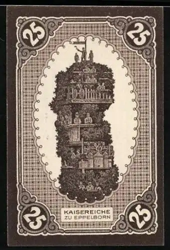 Notgeld Eppelborn-Dirmingen 1921, 25 Pfennig, Die Kaisereiche zu Eppelborn, Bergbauarbeiter