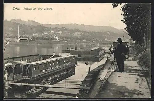 AK Trier, Damen-Schwimm-Badeanstalt an der Mosel