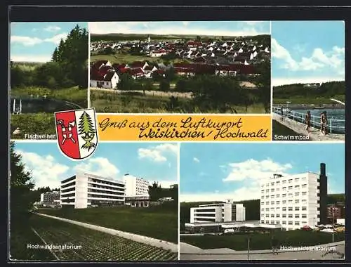 AK Weiskirchen /Hochwald, Hochwaldsanatorium, Schwimmbad, Fischweiher