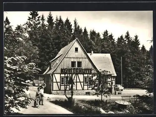 AK Sosa /Erzgeb., Konsum-Gaststätte Köhlerhütte an der Talsperre des Friedens