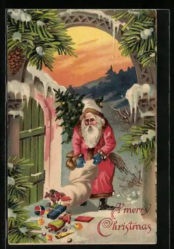 AK Weihnachtsmann mit Geschenken