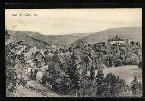 AK Schwarzburg, Das Schloss in der Hügellandschaft