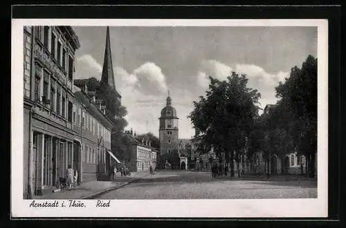 AK Arnstadt i. Thür., Strassenpartie am Ried