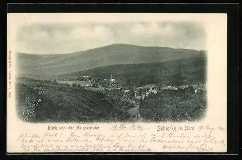 AK Schierke im Harz, Ortsansicht von der Helenenruhe