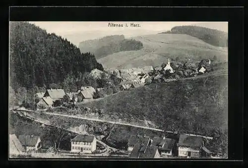 AK Altenau i. Harz, Ortsansicht aus der Vogelschau