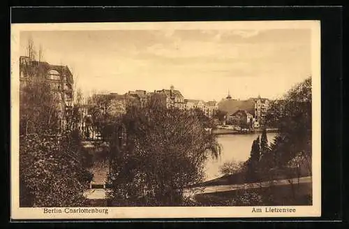 AK Berlin-Charlottenburg, Blick über den Lietzensee