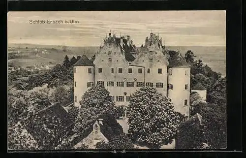 AK Erbach b. Ulm, Das Schloss aus der Vogelschau