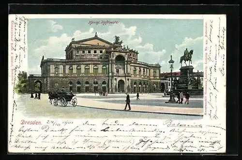 AK Dresden, Flaneure vor dem Königlichen Hoftheater