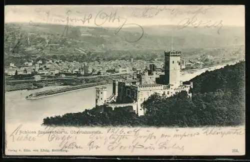 AK Oberlahnstein, Schloss Stolzenfels mit Ortsansicht
