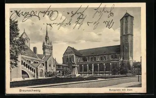 AK Braunschweig, Burgplatz mit Dom