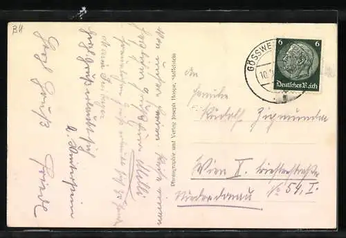 AK Gössweinstein /Fränkische Schweiz, Ortsansicht mit einer Kirche aus der Vogelschau