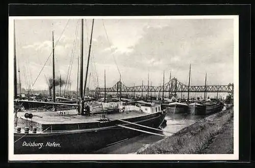 AK Duisburg, Flusspartie mit angedockten Fischerbooten