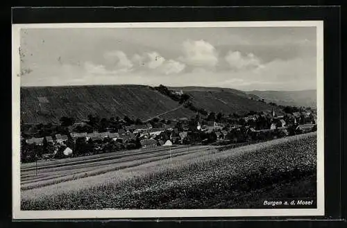 AK Burgen a. d. Mosel, Ortsansicht im Tallauf