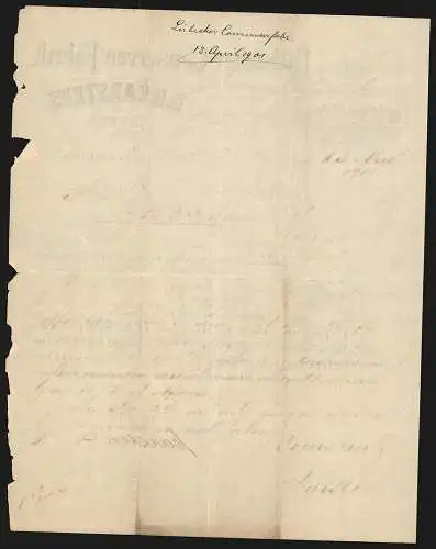 Rechnung Lübeck 1901, D. H. Carstens, Lübecker Conserven-Fabrik, Betriebsansicht am See, Schutzmarke