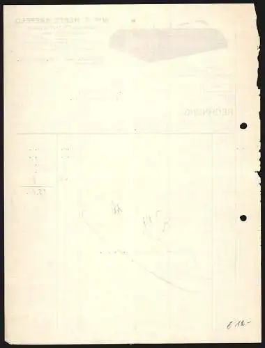 Rechnung Krefeld 1936, Wwe. Hertz, Krawattenfabrik, Modellansicht des Geschäftskomplexes