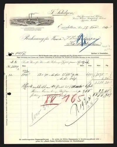 Rechnung Emsdetten 1920, J. Schilgen, Textil-Fabrik, Gesamtansicht der Fabrikanlage