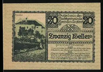 Notgeld Kremsmünster 1920, 20 Heller, Theater, Eber