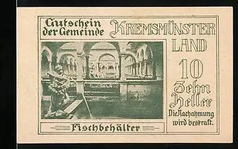 Notgeld Kremsmünster-Land 1920, 10 Heller, Sternwarte, Fischbehälter
