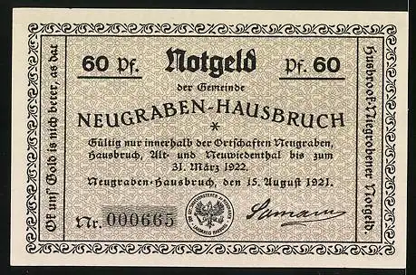 Notgeld Neugraben-Hausbruch 1921, 60 Pfennig, Rodelsport am Opferberg