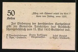 Notgeld Taiskirchen 1920, 50 Heller, Ornamente
