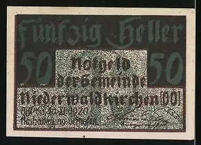 Notgeld Niederwaldkirchen 1920, 50 Heller, Ortsansicht