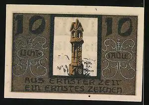 Notgeld Niederwaldkirchen 1920, 10 Heller, Säulenmahnmal