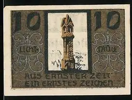 Notgeld Niederwaldkirchen 1920, 10 Heller, Säulenmahnmal