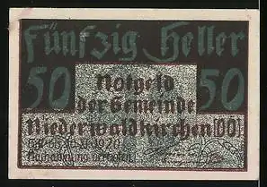 Notgeld Niederwaldkirchen 1920, 50 Heller, Ortsansicht