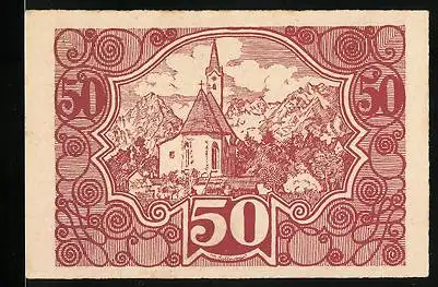 Notgeld Vorderstoder 1922, 50 Heller, Kirche, Ornamente