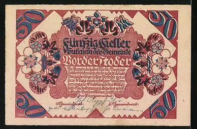 Notgeld Vorderstoder 1922, 50 Heller, Kirche, Ornamente