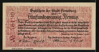 Notgeld Flensburg 1920, 25 Pfennig, Wappen, Historische Szene